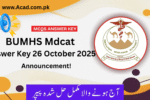 BUMHS MDCAT Answer Key 26 October 2025 | Announced