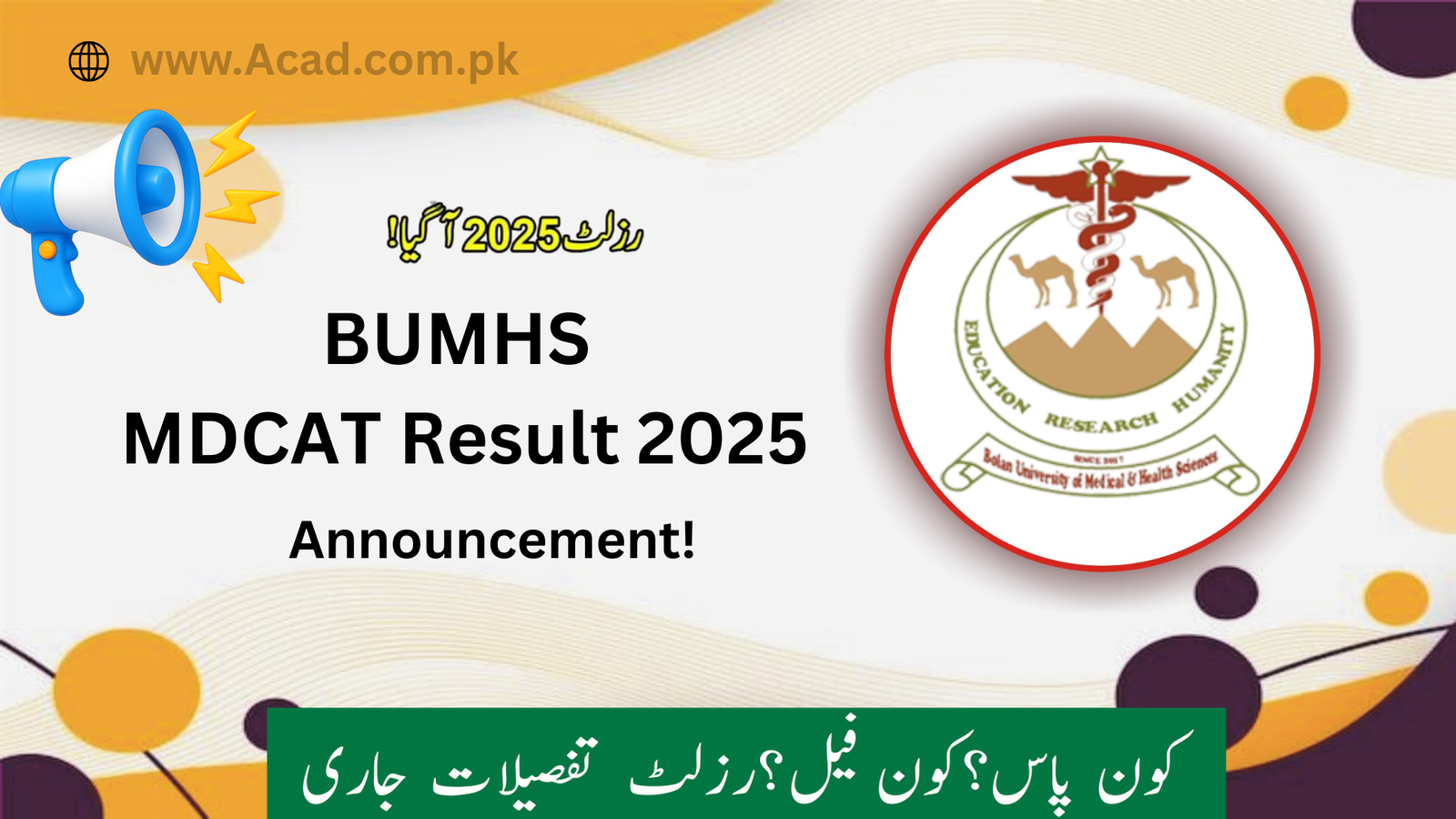 BUMHS MDCAT Result 2025 | www.bumhs.edu.pk