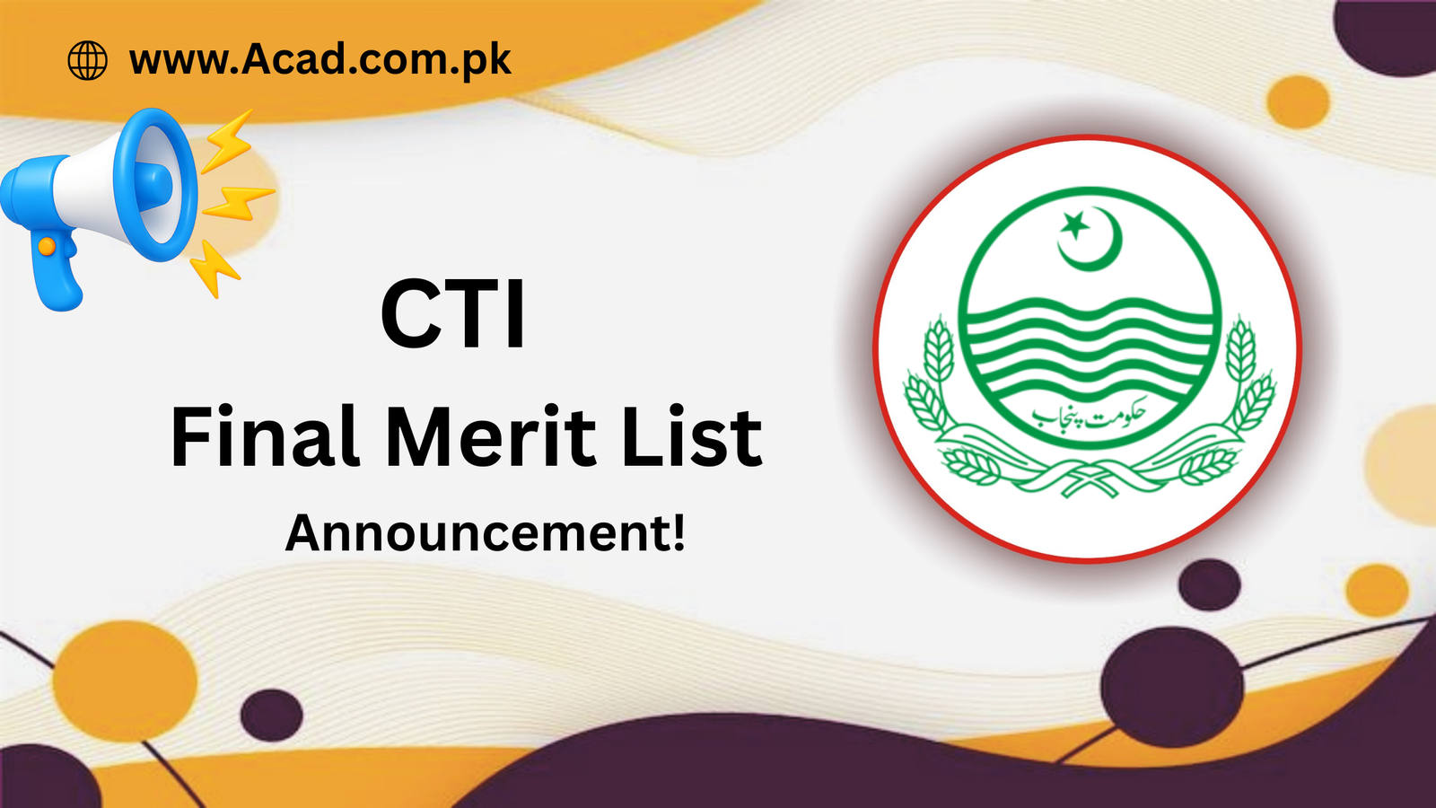 CTI Final Merit List 2025 Announced | cti-hep.punjab.gov.pk