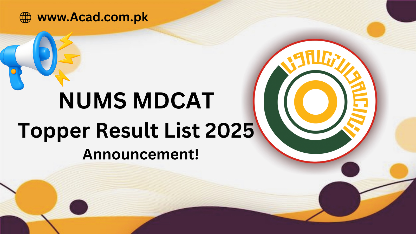 NUMS MDCAT Toppers Result List 2025 Passing Marks & Highest Marks
