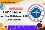 PMDC Mdcat Answer Key 26 October 2025 | Announced