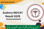 Szabmu Mdcat Result 2025 | www.szabmu.edu.pk